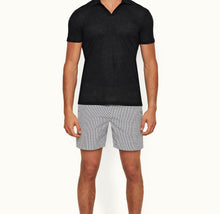Felix Short Resort Collar Short-Sleeve Linen Polo Shirt | Night Iris