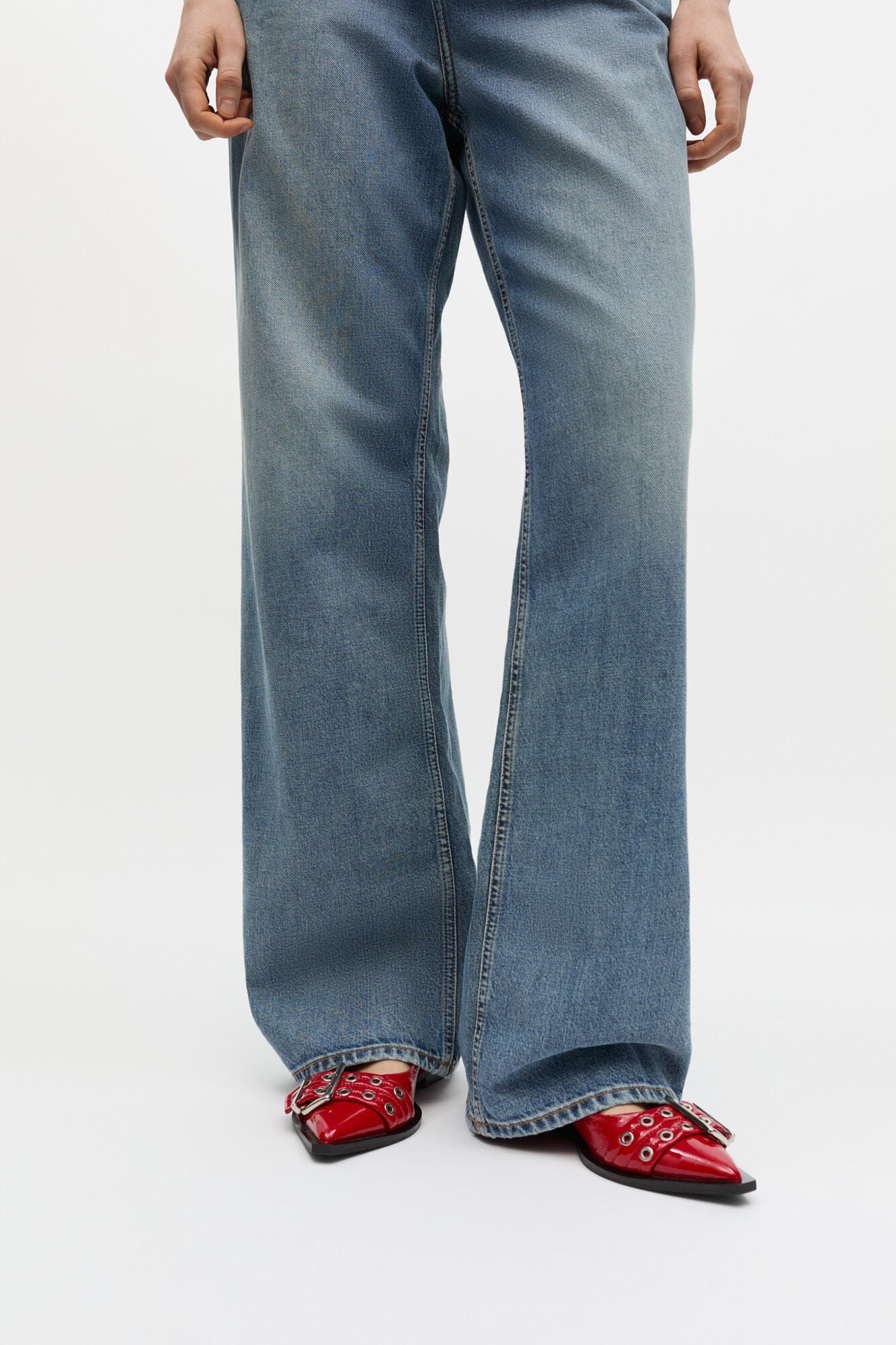 Feminine Buckle Ballerinas in | Racing Red