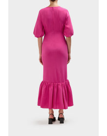 Fleur Dress Silk | Fuschia