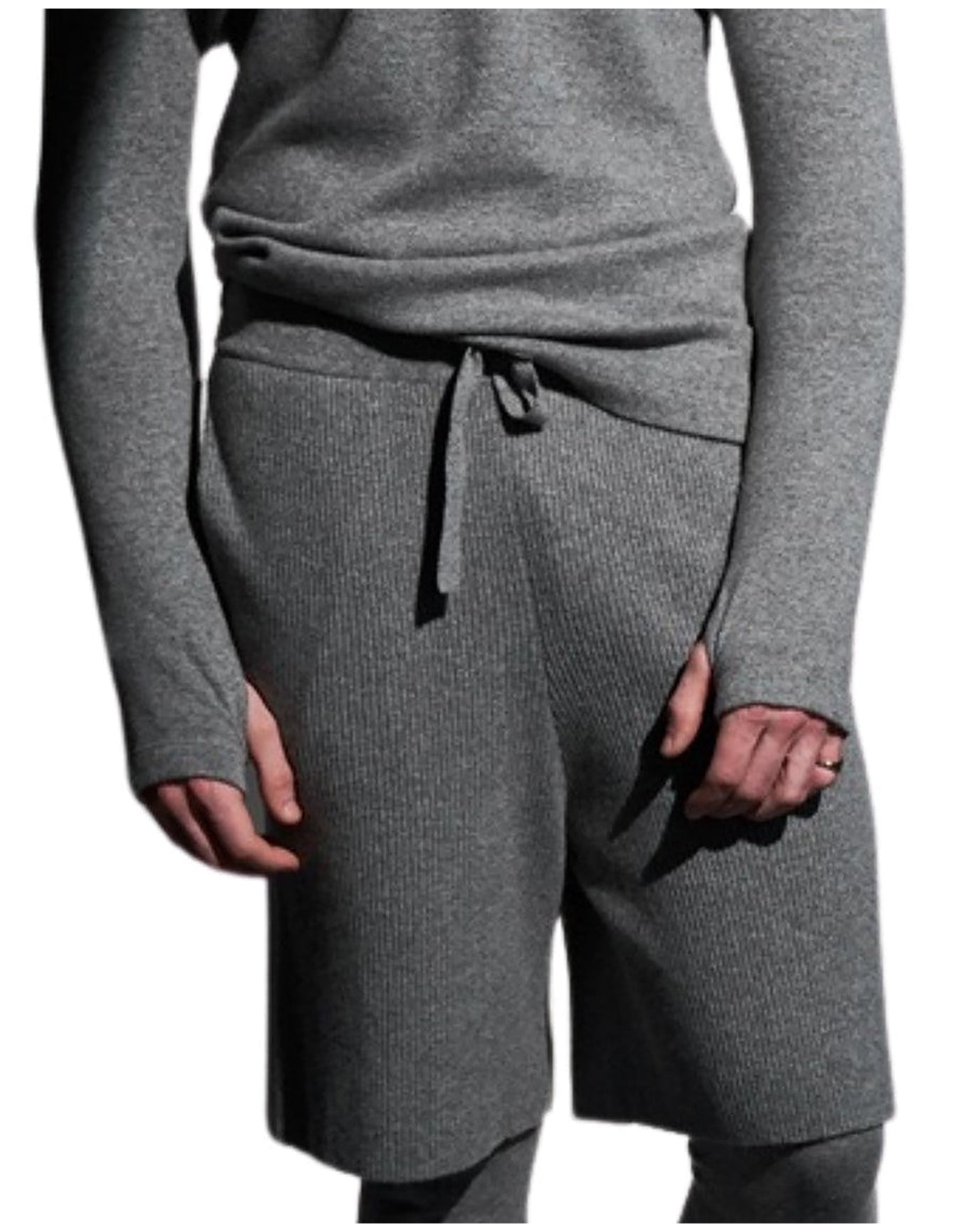 Fleurette | Men | Ribbed Cashmere Blend Shorts | Grey