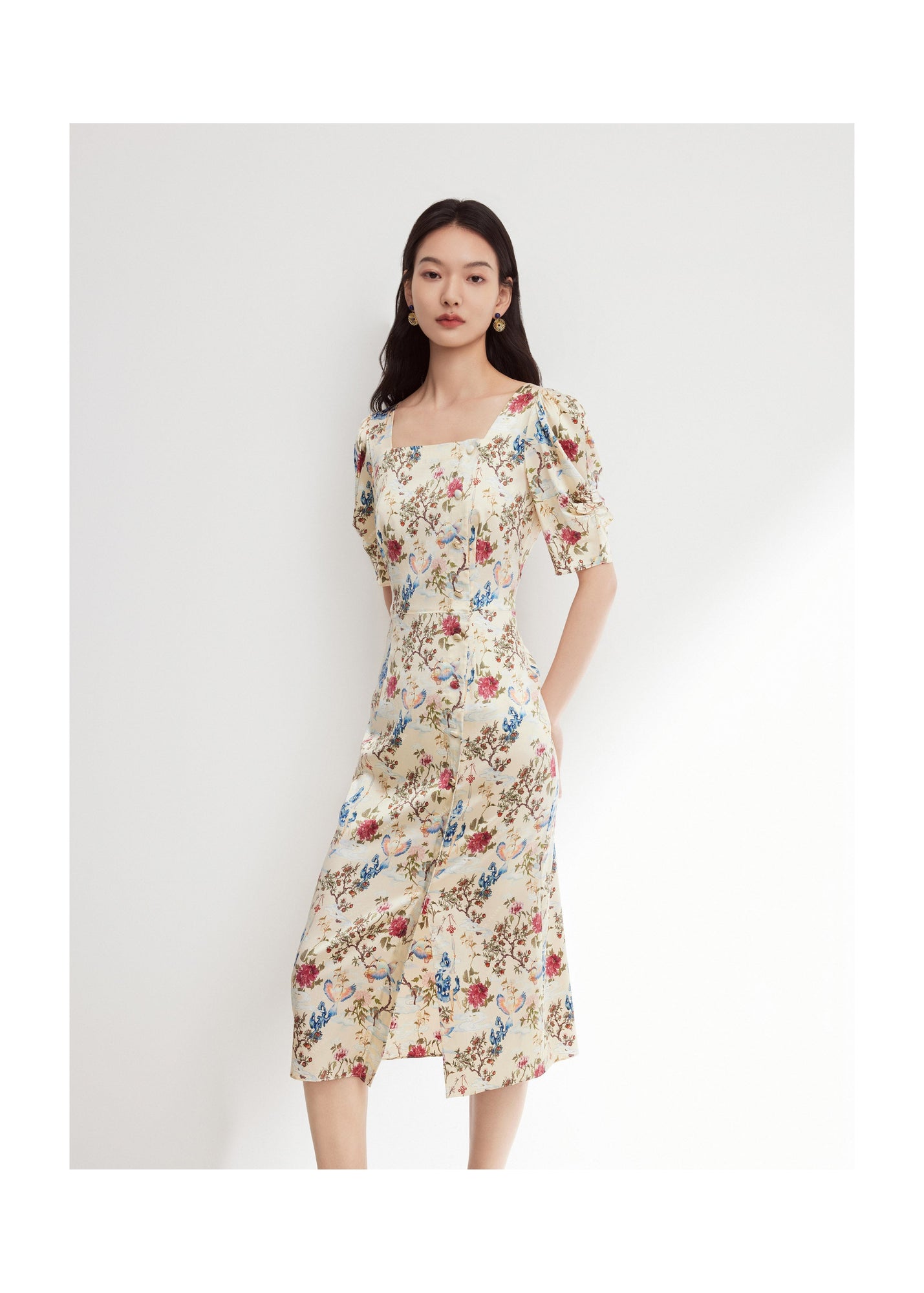 Floral Dress | Beige