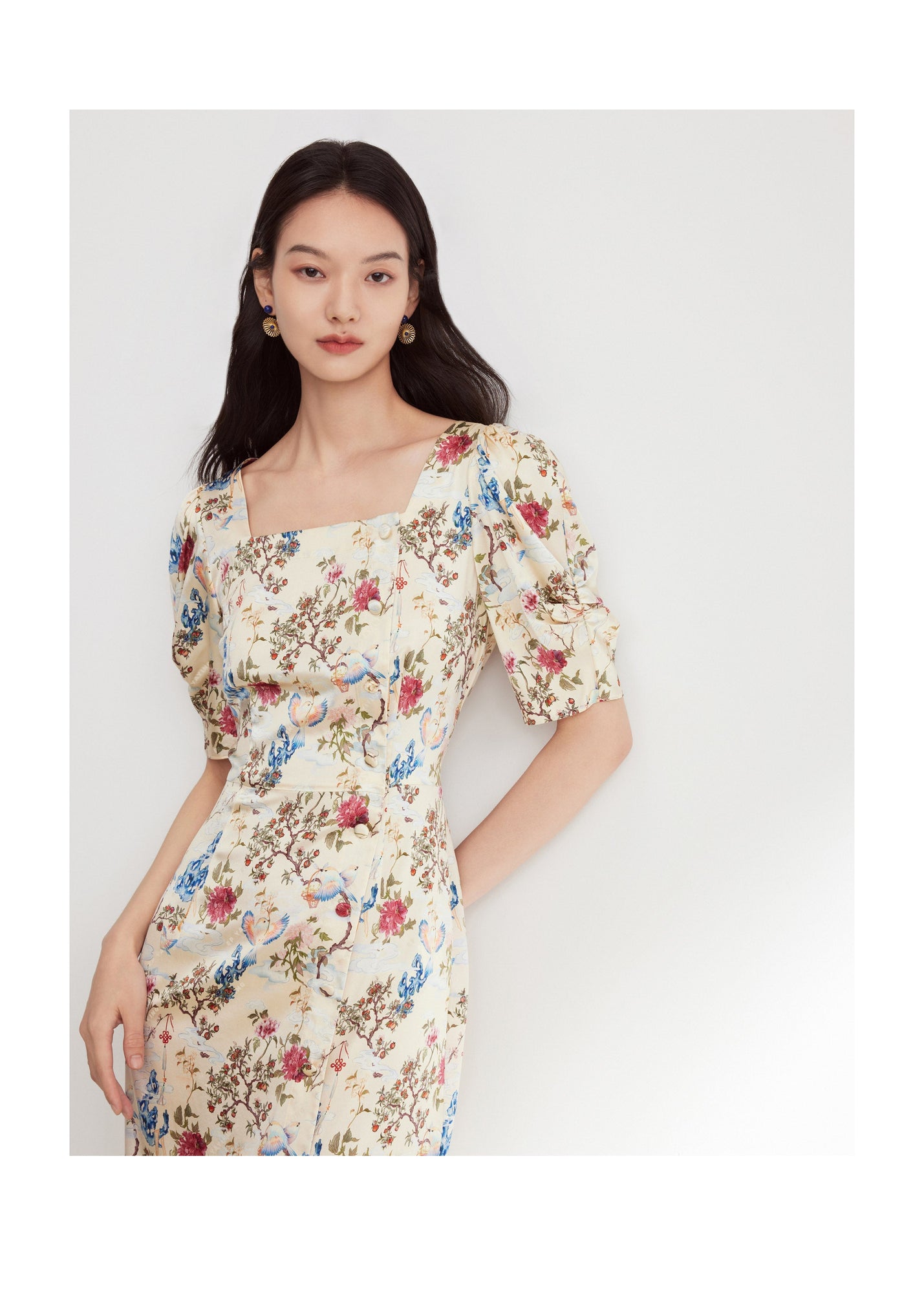 Floral Dress | Beige