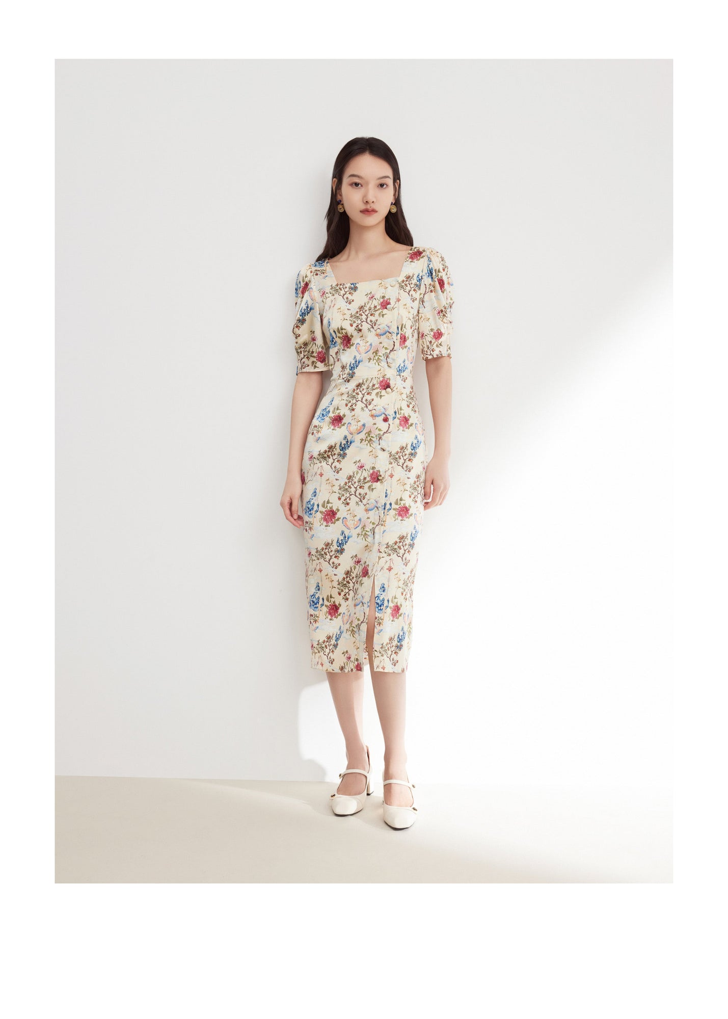 Floral Dress | Beige