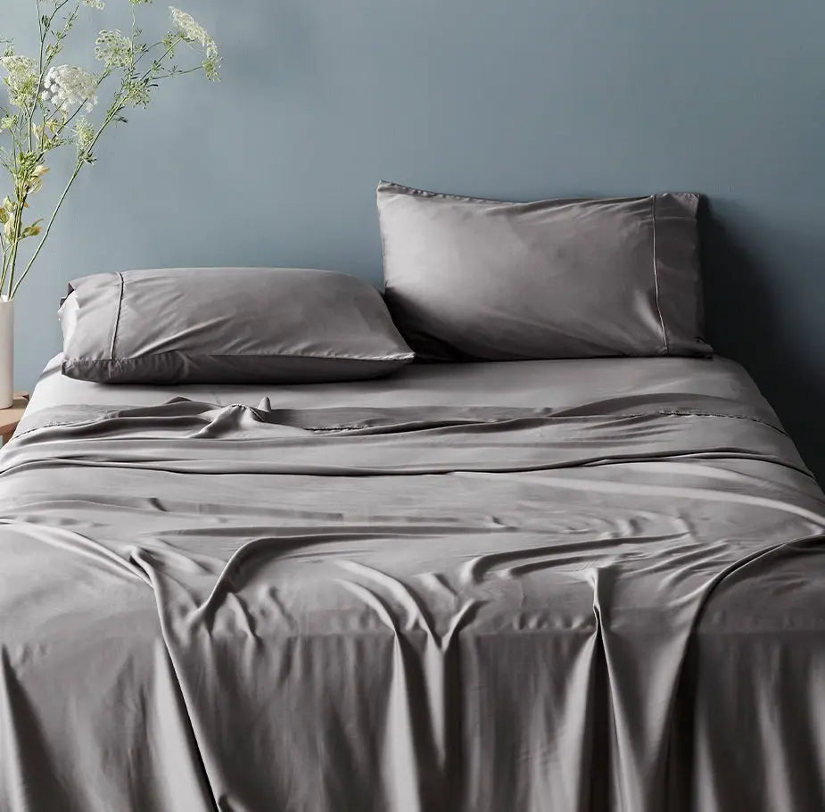 Fog | Sateen+ Flat Sheet Made with 100% Organic Bamboo #Color_fog