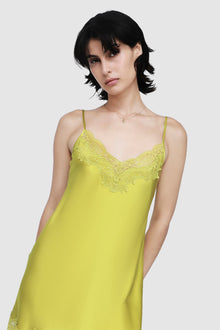 The Silk Lace Chemise By GINIA Chartreuse