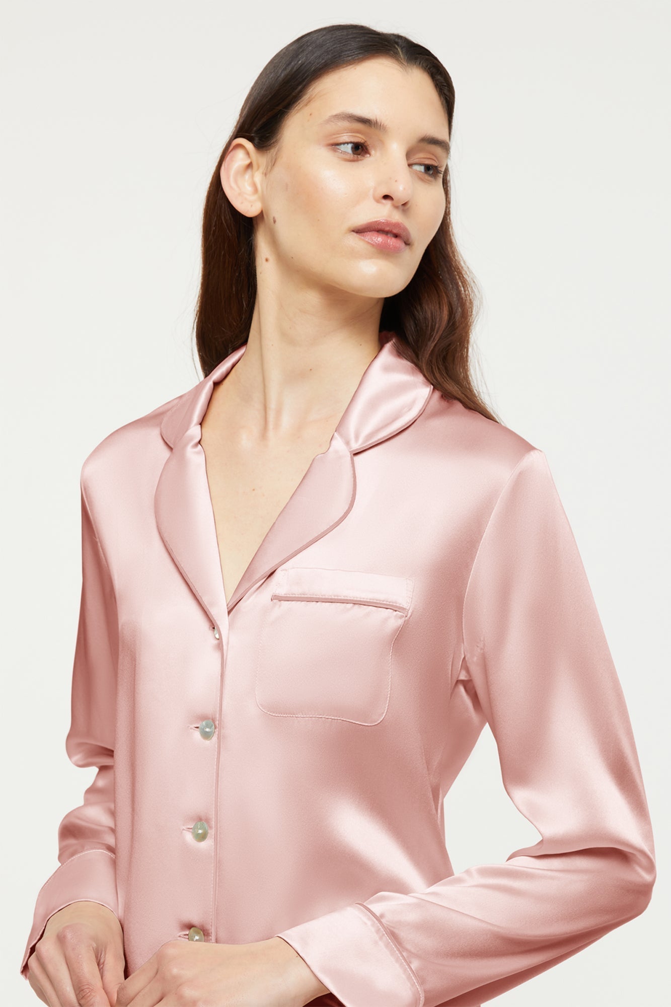 Fine Finishes Pyjama in Bridal Rose with 100% Silk from Ginia Sleepwear