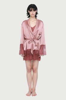 Silk Lace Robe by Ginia in Mauve