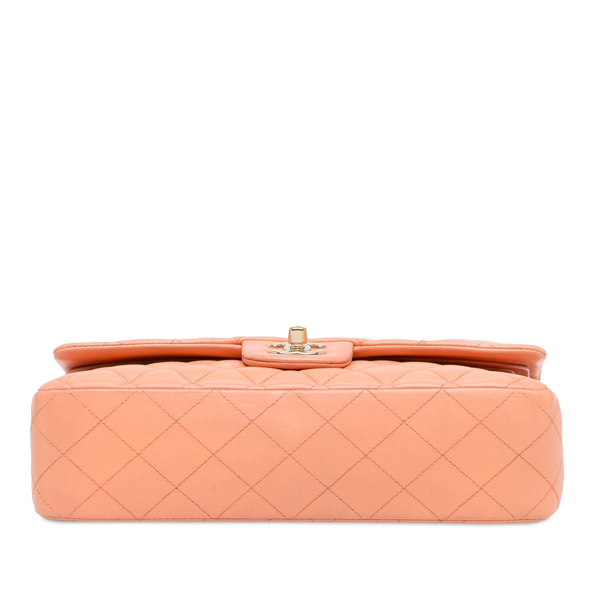 Chanel | Pre-Owned Medium Classic Lambskin Double Flap | Orange/Light Orange