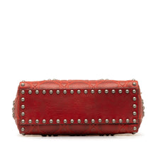 Dior | Pre-Owned Mini Embossed Calfskin Cannage Studded Flower Lady | Red