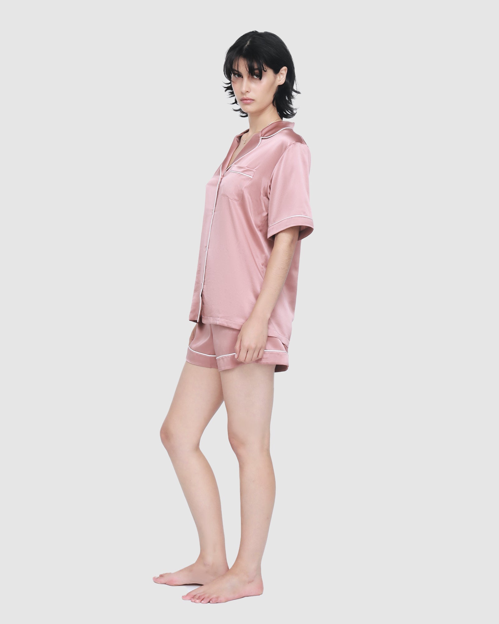 Fine Finishes Short Pajama by Ginia in Mauve