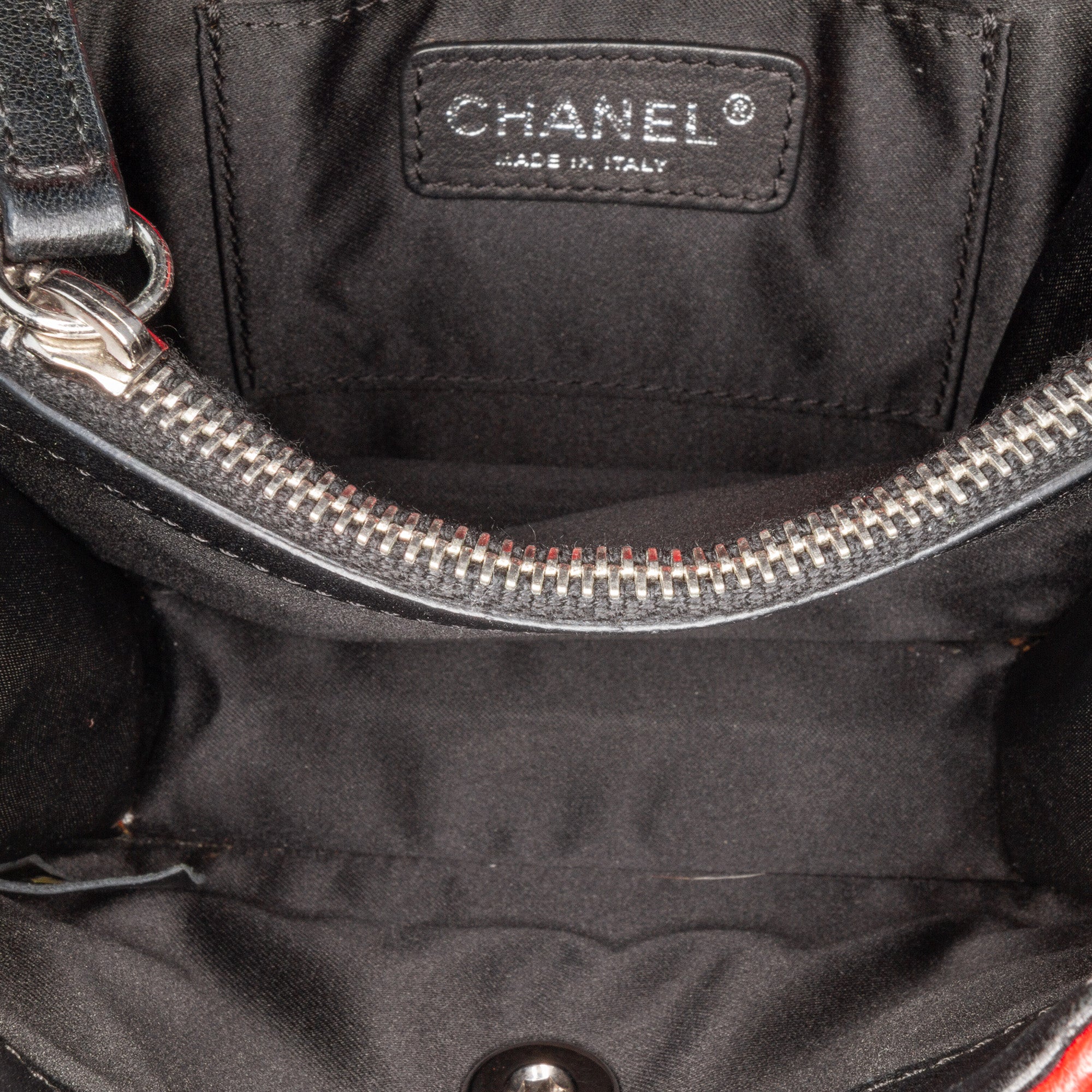 Chanel | Pre-Owned Mini Square Lambskin Graphic Flap Crossbody | Red/BlackBlack