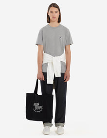 Mens | Grey Fox Head Patch Short-Sleeve Classic Cotton Tee-Shirt | Grey Melange