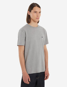 Mens | Grey Fox Head Patch Short-Sleeve Classic Cotton Tee-Shirt | Grey Melange