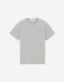 Mens | Grey Fox Head Patch Short-Sleeve Classic Cotton Tee-Shirt | Grey Melange