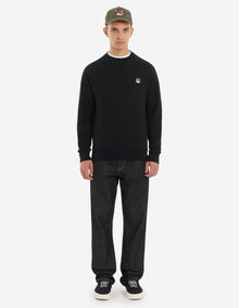 Mens | Grey Fox Head Patch Classic Cotton Fleece Sweatshirt | Black