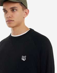 Mens | Grey Fox Head Patch Classic Cotton Fleece Sweatshirt | Black