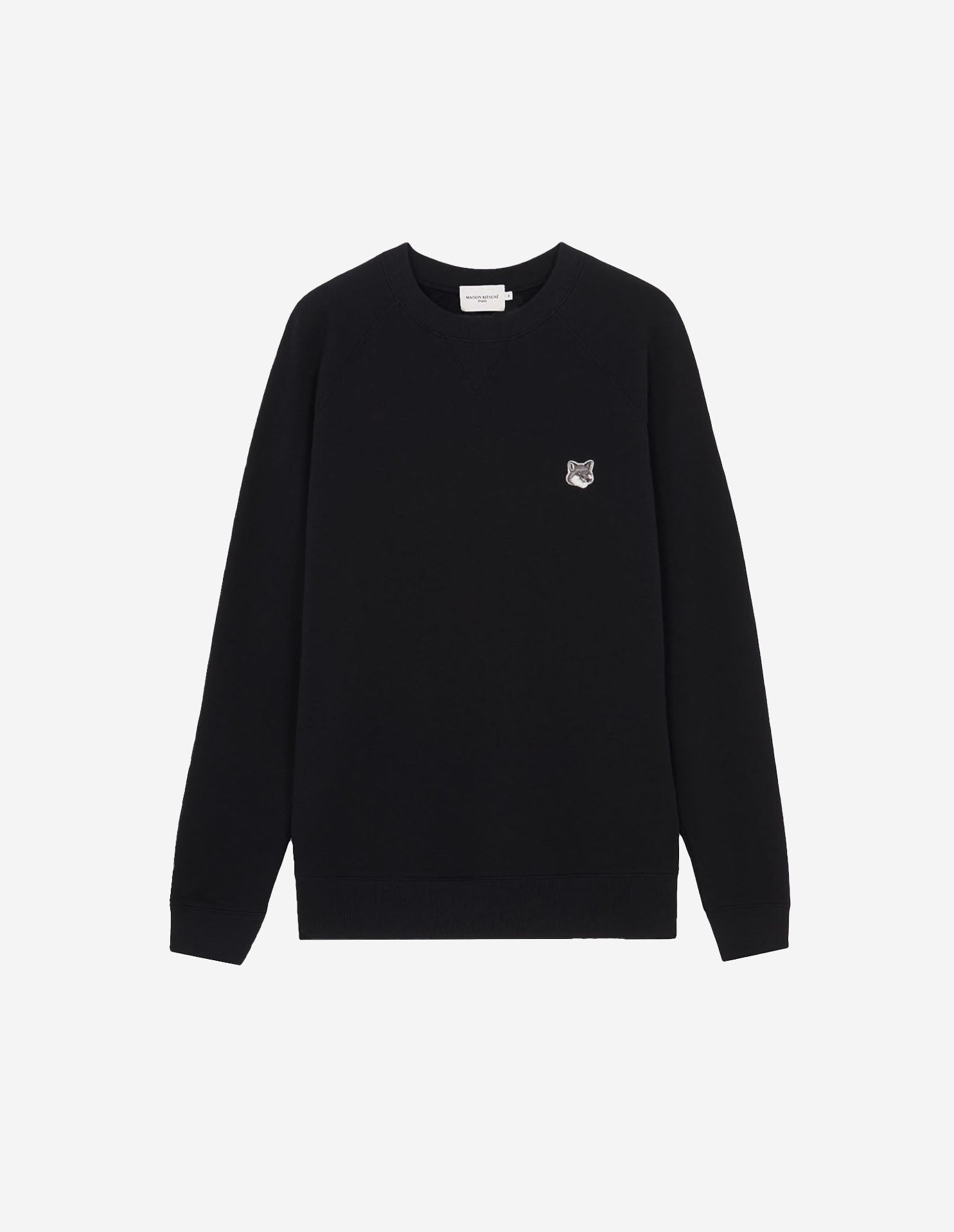 Mens | Grey Fox Head Patch Classic Cotton Fleece Sweatshirt | Black