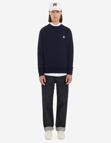 Mens | Grey Fox Head Patch Classic Cotton Fleece Sweatshirt | Navy