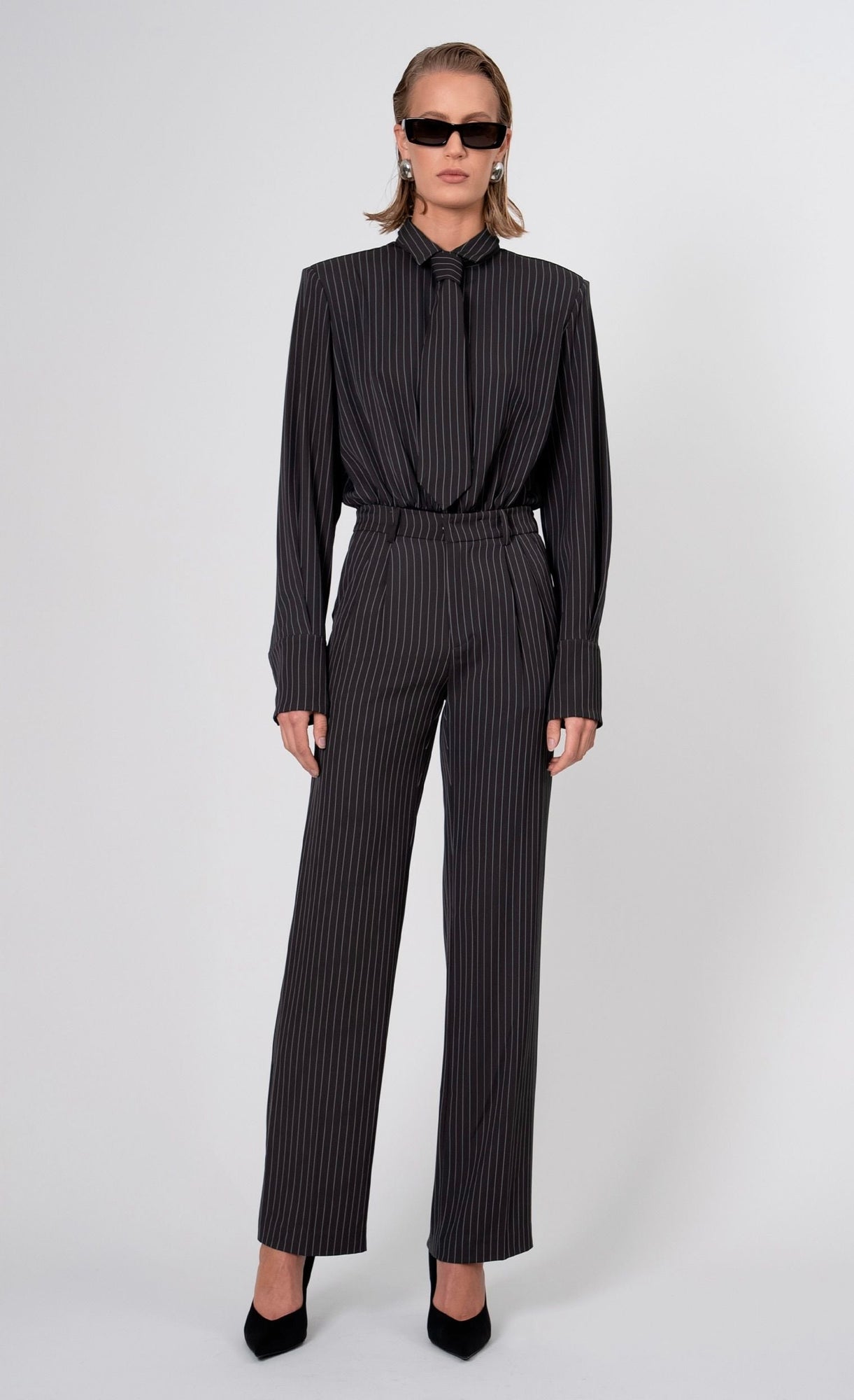 Elowen Bodysuit | Gray/White Stripe