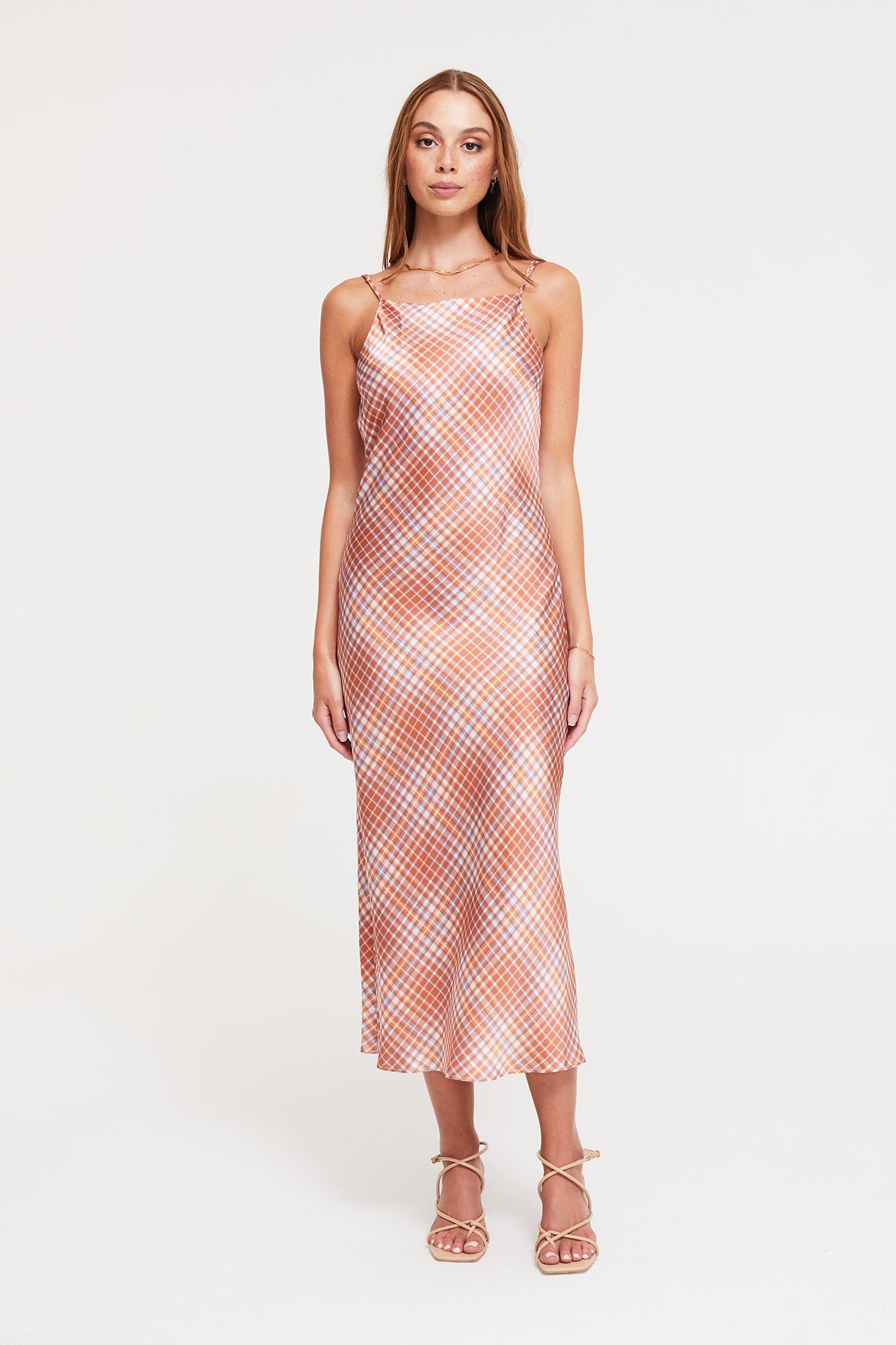 GINIA Remi Slip Dress in Prism Check