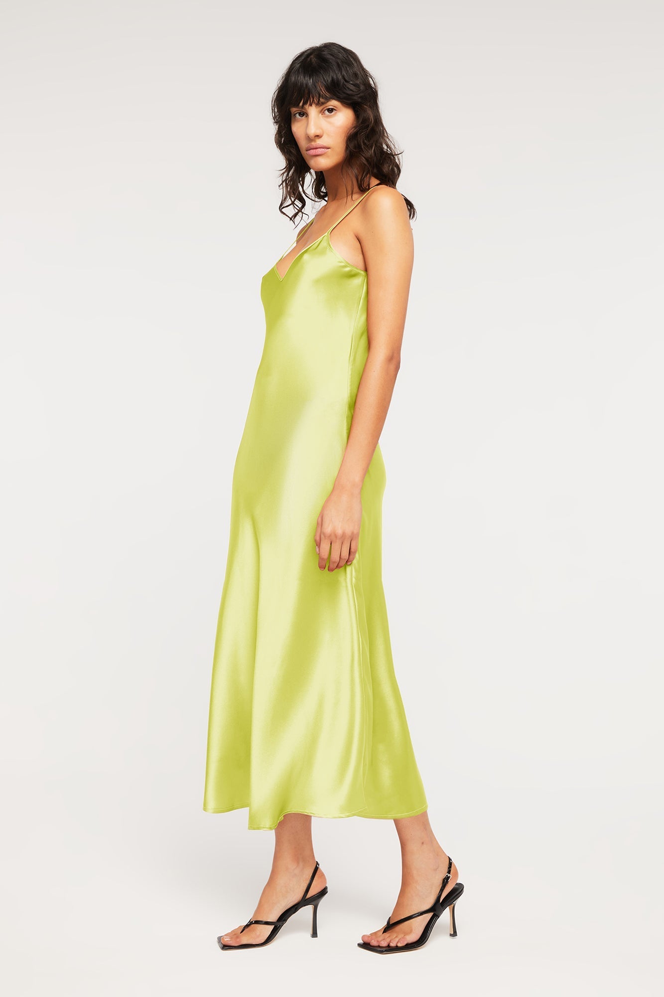 100% Silk Slip - Delilah in Electric Lime | Ginia RTW