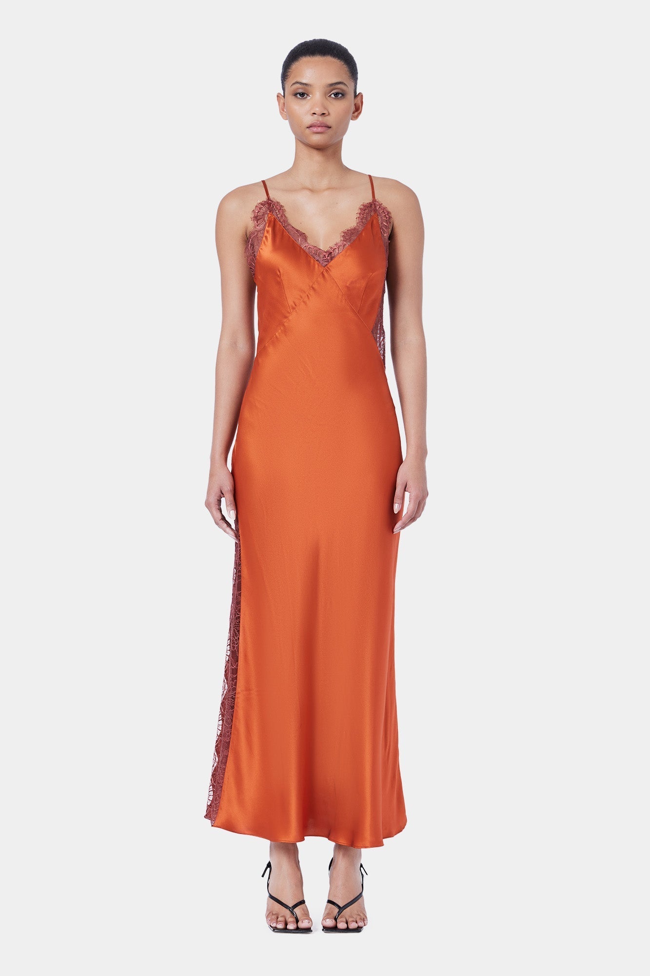 The Cascading Lace Maxi Dress By GINIA In Rooibos