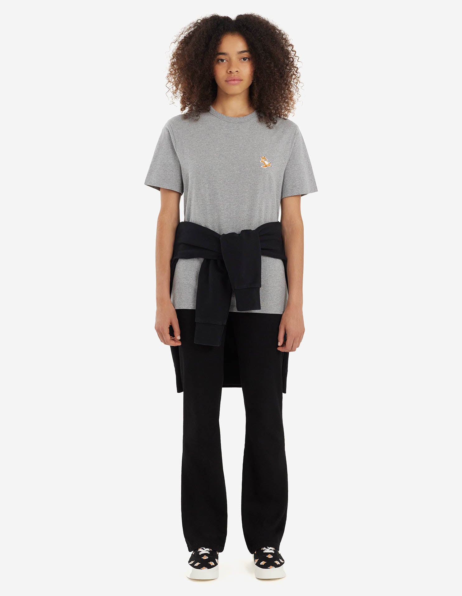 Unisex | Chillax Fox Patch Short-Sleeve Classic Short Tee-Shirt | Grey Melange