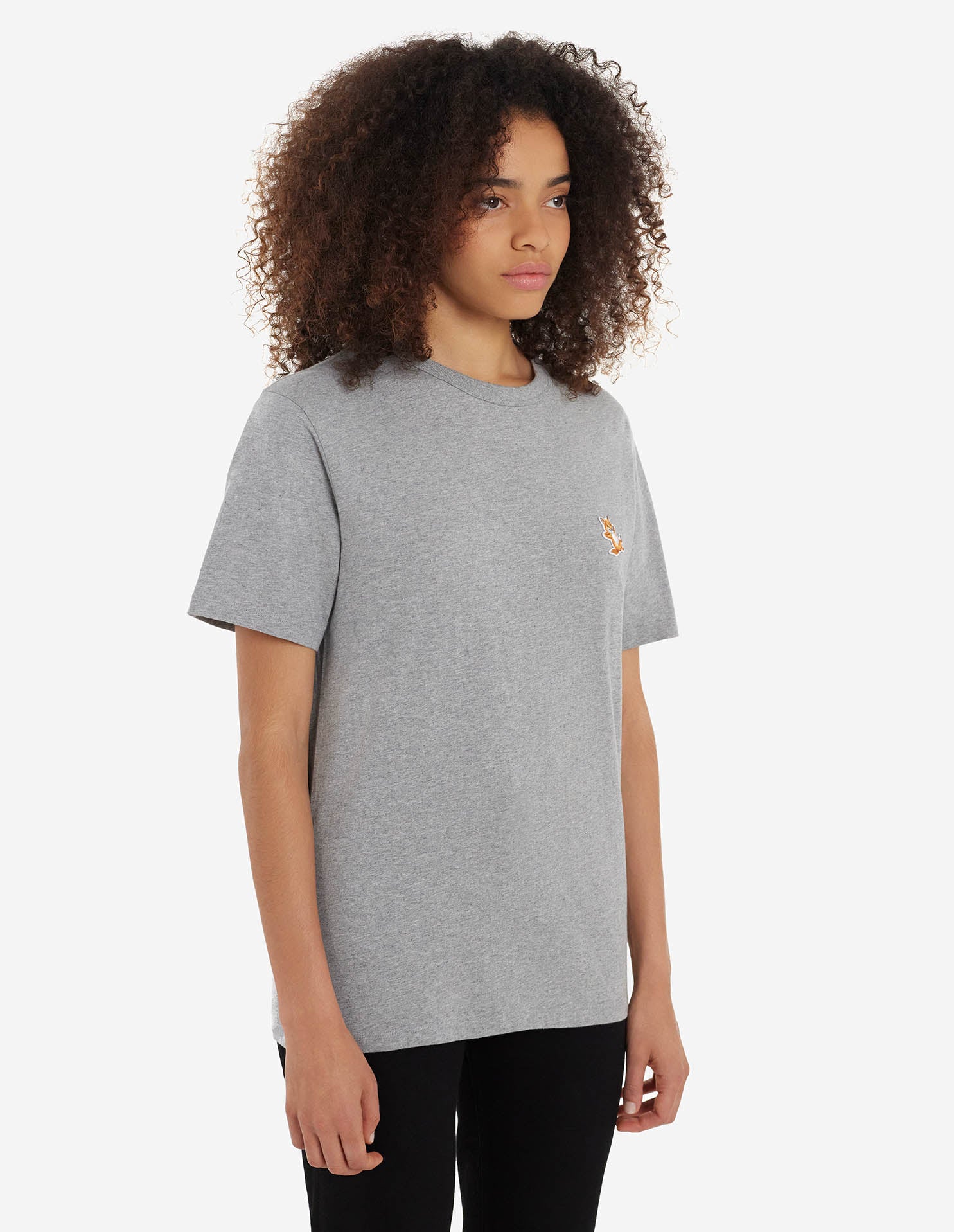 Unisex | Chillax Fox Patch Short-Sleeve Classic Short Tee-Shirt | Grey Melange