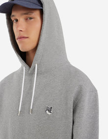 Unisex | Grey Fox Head Patch Classic Cotton Fleece Hoodie | Grey Melange