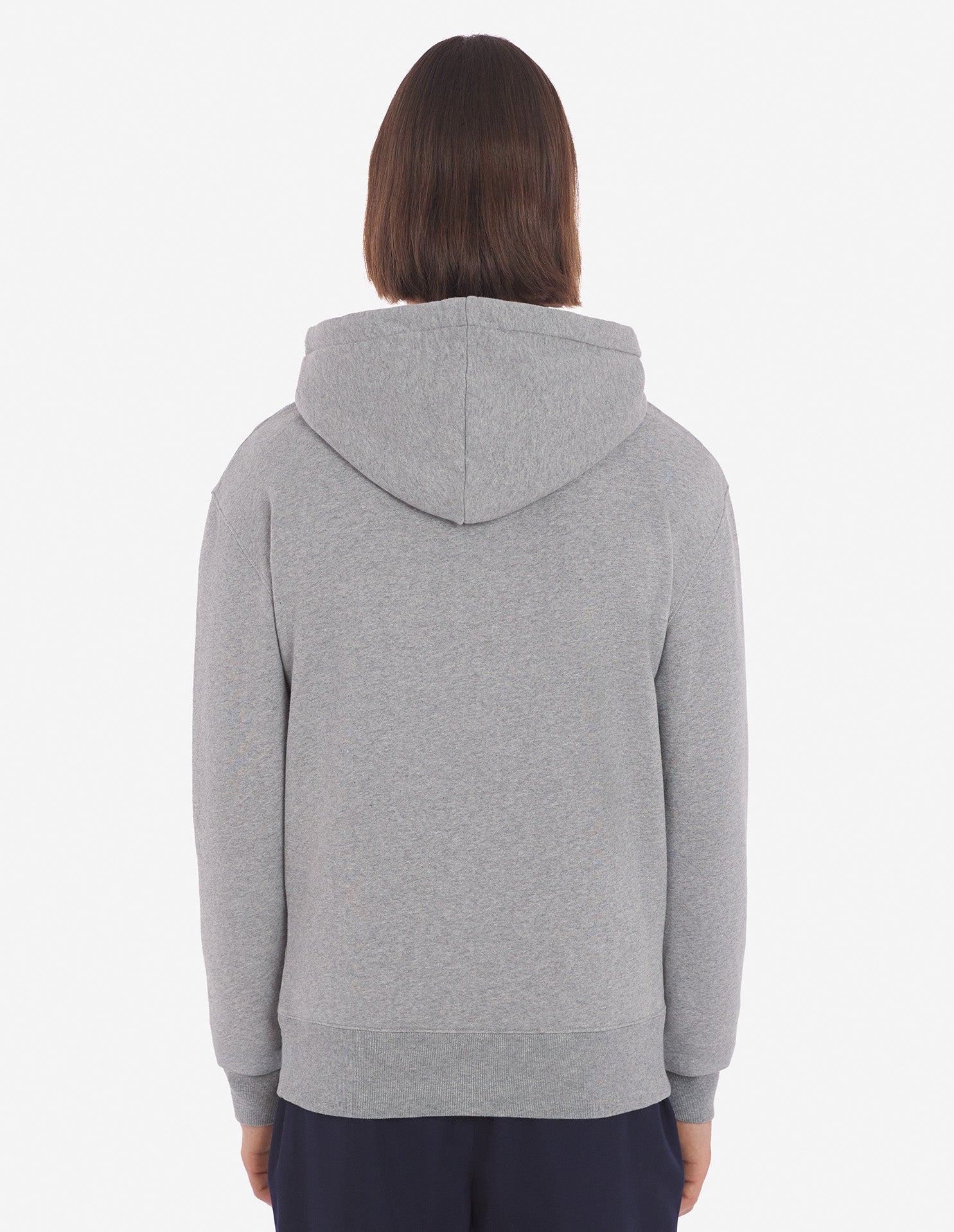 Unisex | Grey Fox Head Patch Classic Cotton Fleece Hoodie | Grey Melange