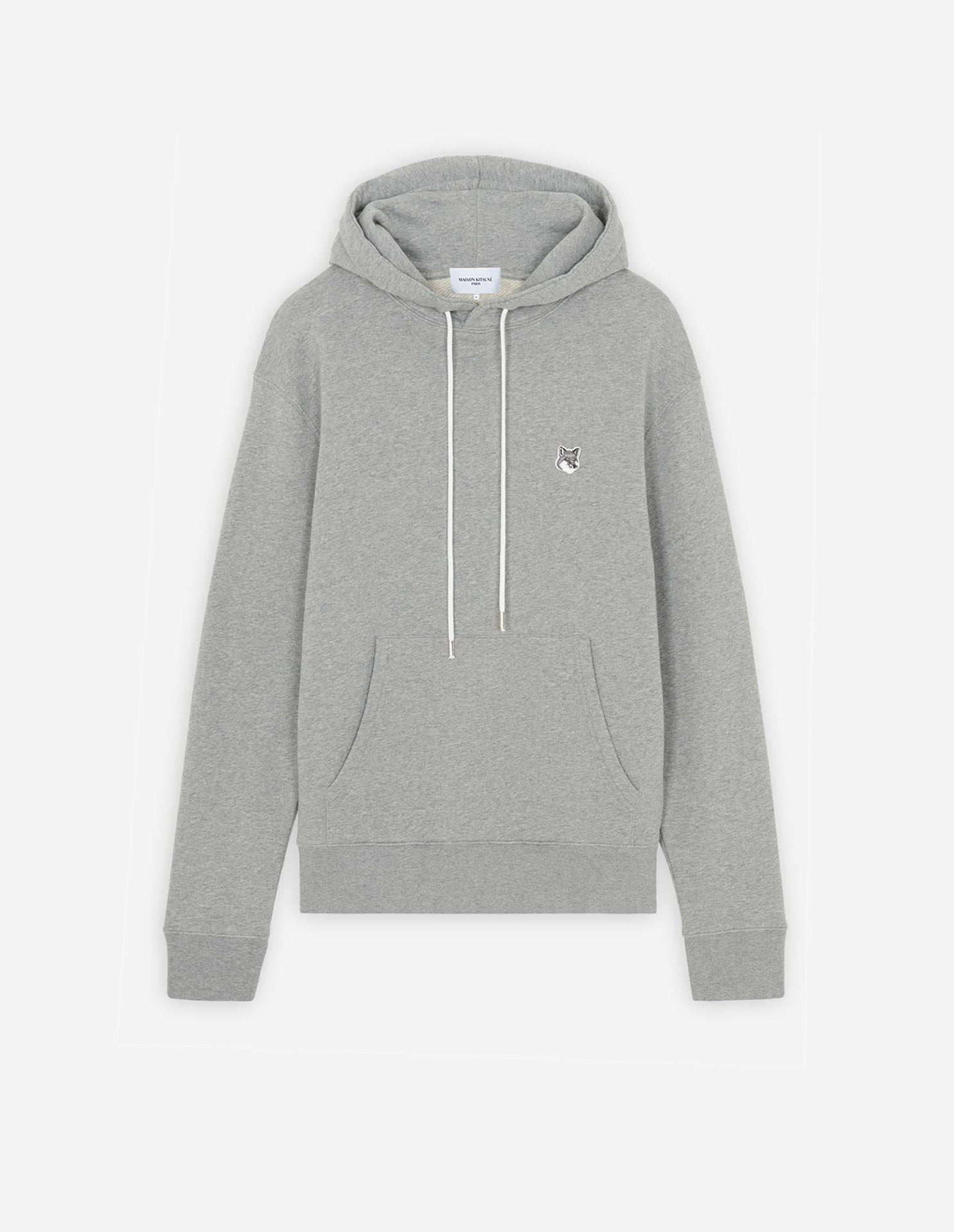 Unisex | Grey Fox Head Patch Classic Cotton Fleece Hoodie | Grey Melange