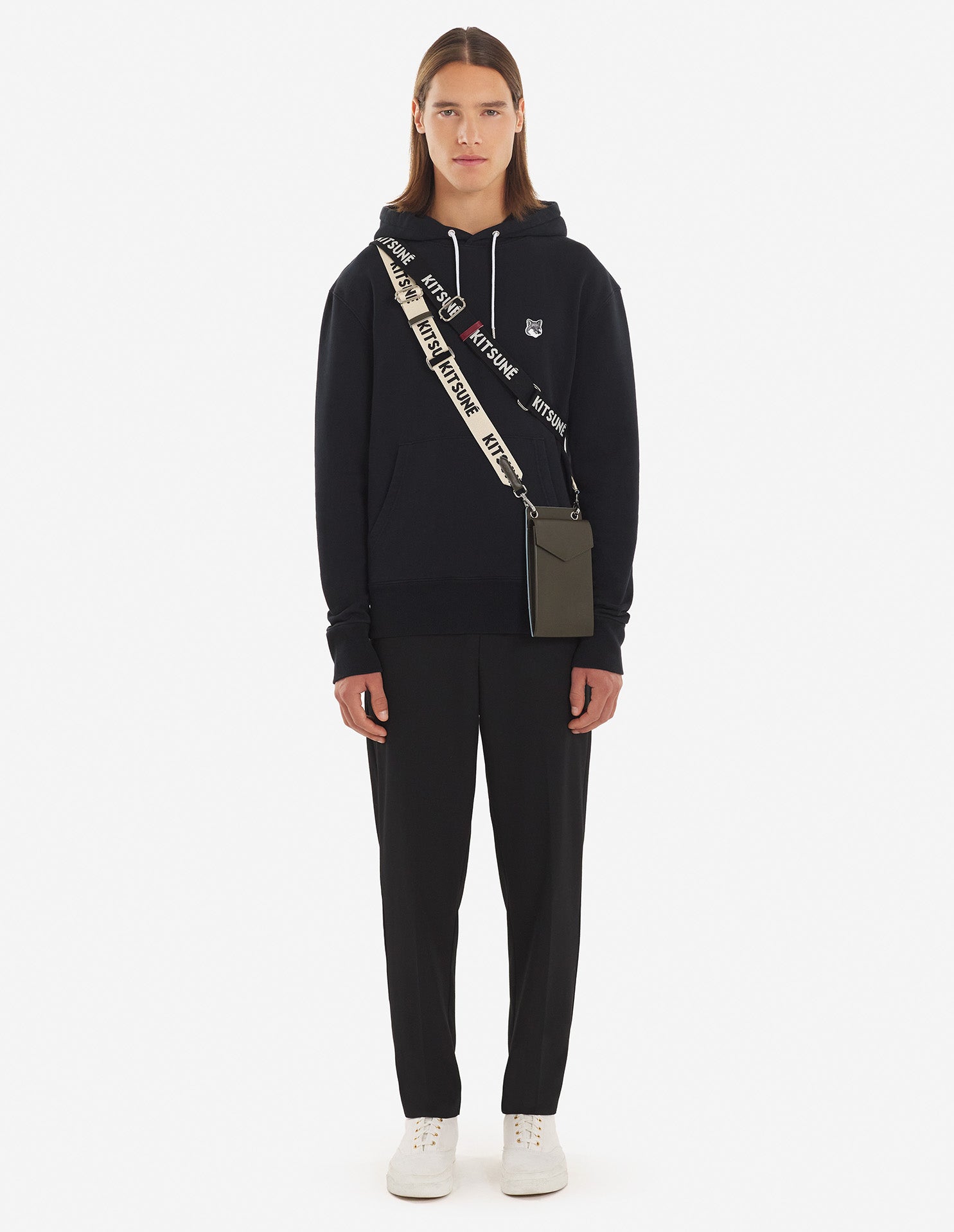 Unisex | Grey Fox Head Patch Classic Cotton Fleece Hoodie | Black