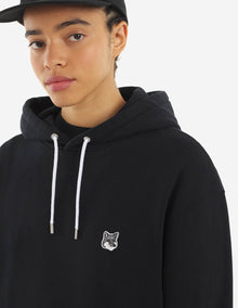 Unisex | Grey Fox Head Patch Classic Cotton Fleece Hoodie | Black