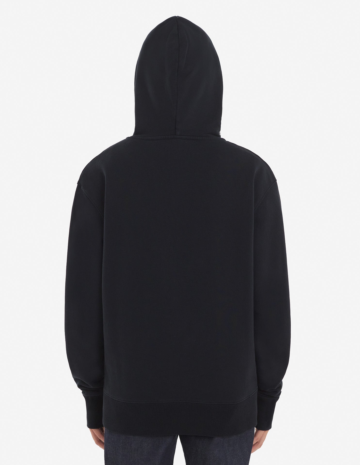 Unisex | Grey Fox Head Patch Classic Cotton Fleece Hoodie | Black