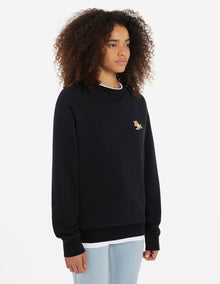 Unisex | Chillax Fox Patch Classic Cotton Fleece Sweatshirt | Black