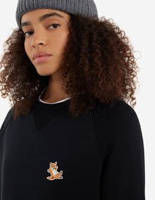 Unisex | Chillax Fox Patch Classic Cotton Fleece Sweatshirt | Black