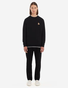 Unisex | Chillax Fox Patch Classic Cotton Fleece Sweatshirt | Black