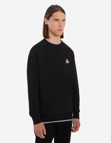 Unisex | Chillax Fox Patch Classic Cotton Fleece Sweatshirt | Black