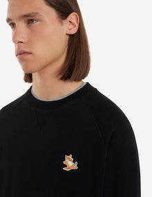 Unisex | Chillax Fox Patch Classic Cotton Fleece Sweatshirt | Black