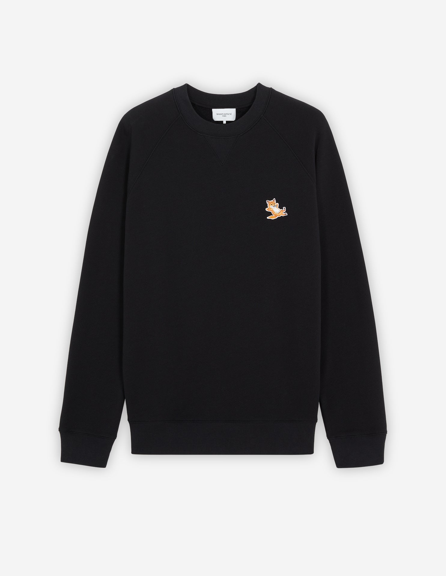 Unisex | Chillax Fox Patch Classic Cotton Fleece Sweatshirt | Black