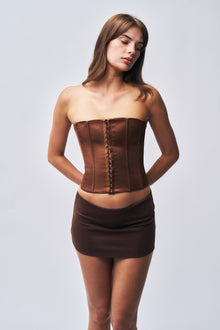 Womens | Micro Mini Stretch Skirt | Brown