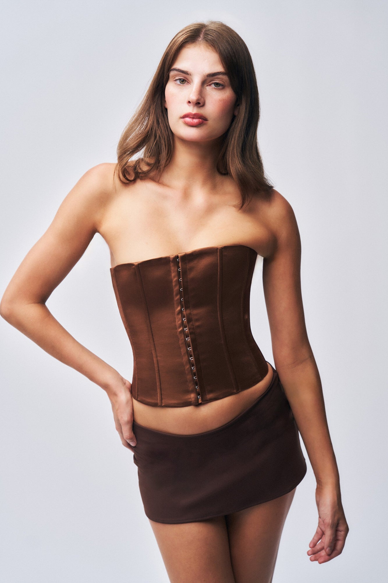 Womens | Micro Mini Stretch Skirt | Brown