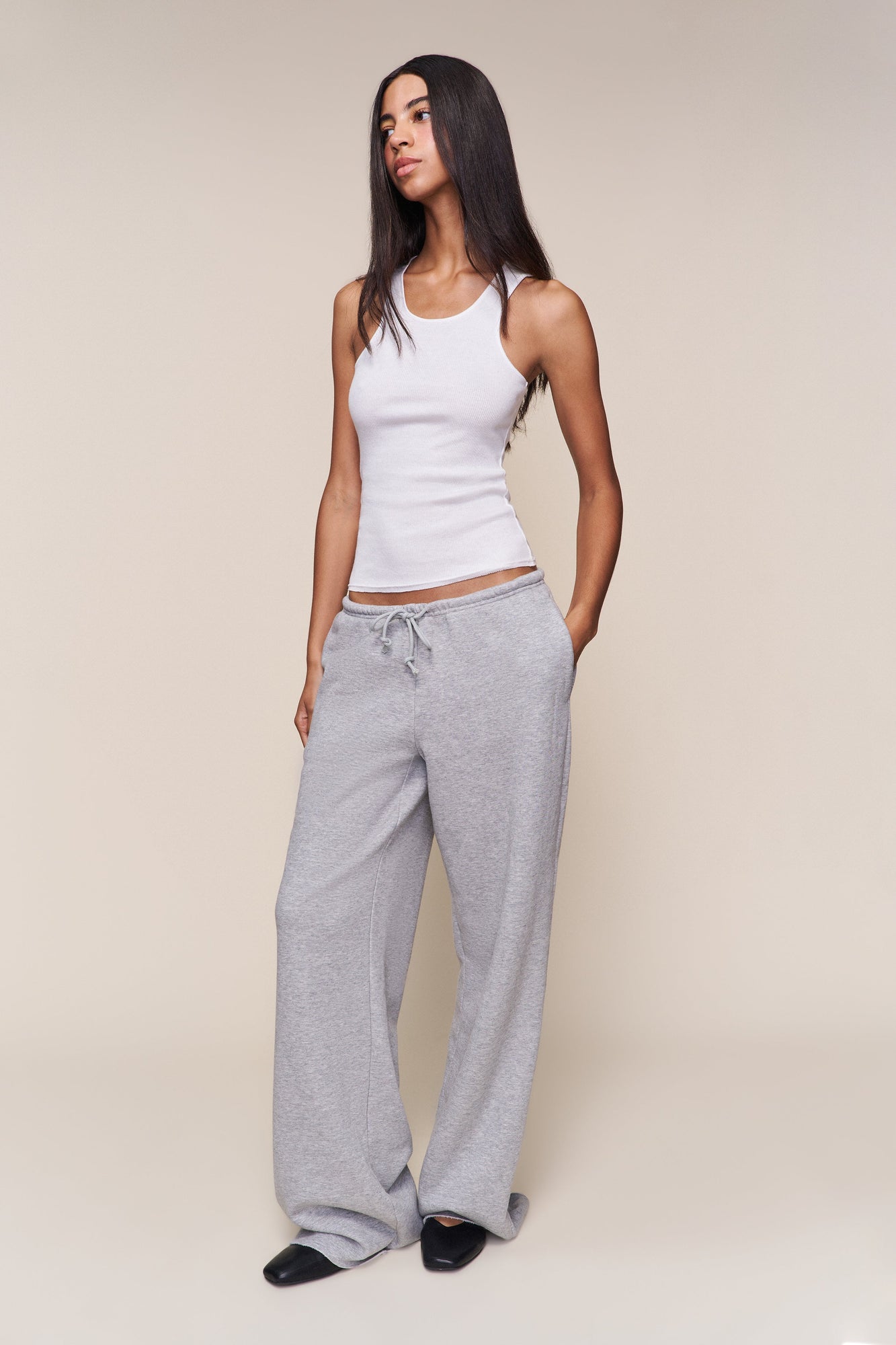 Womens | Drawstring Fleece Pant | Heather Grey