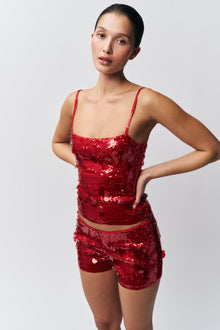 Womens | Paillette Cami | Candy Apple