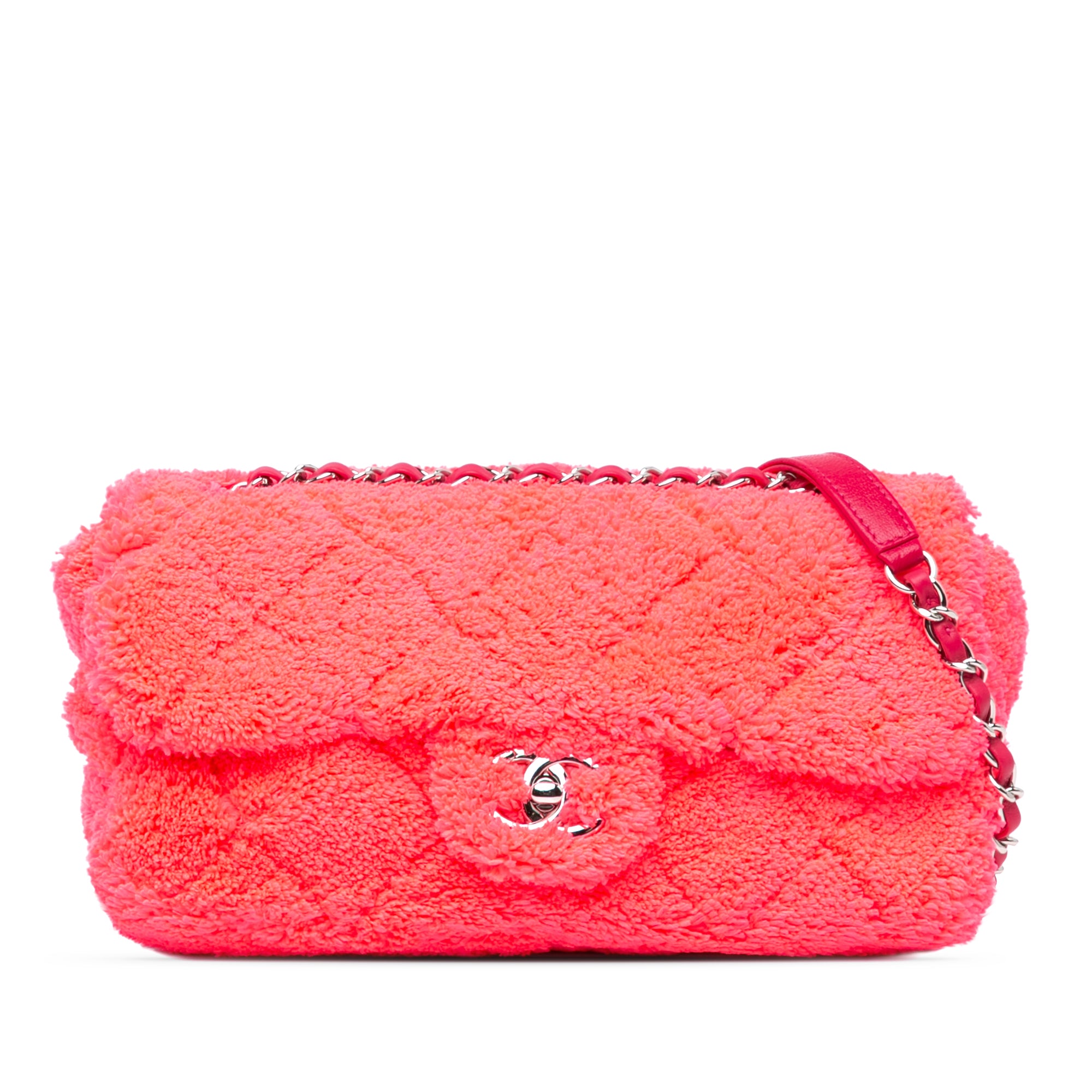 Chanel | Pre-Owned Medium Quilted Terry Cloth Coco Beach Flap | Pink/Hot Pink