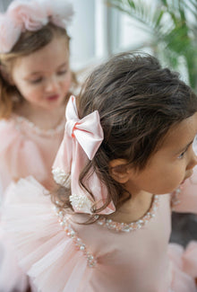Girl | Anise Satin Embroidered Hair Bows Ballet | Pink