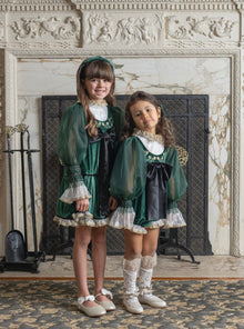 Girl | Aurora Royal Velour Dress | Green