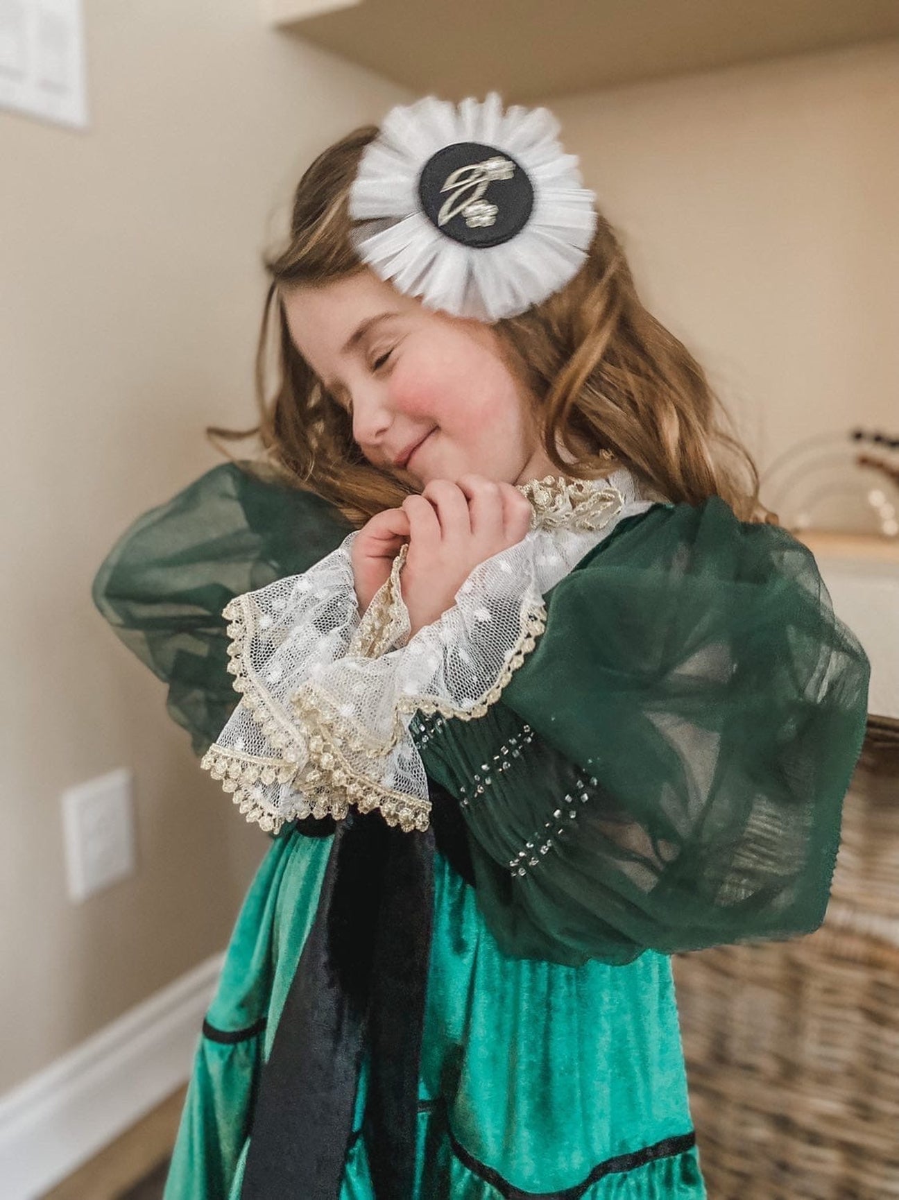 Girl | Aurora Royal Velour Dress | Green