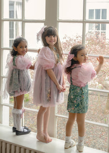 Girl | Eva and Floral Tulle Romper | Pink x Green