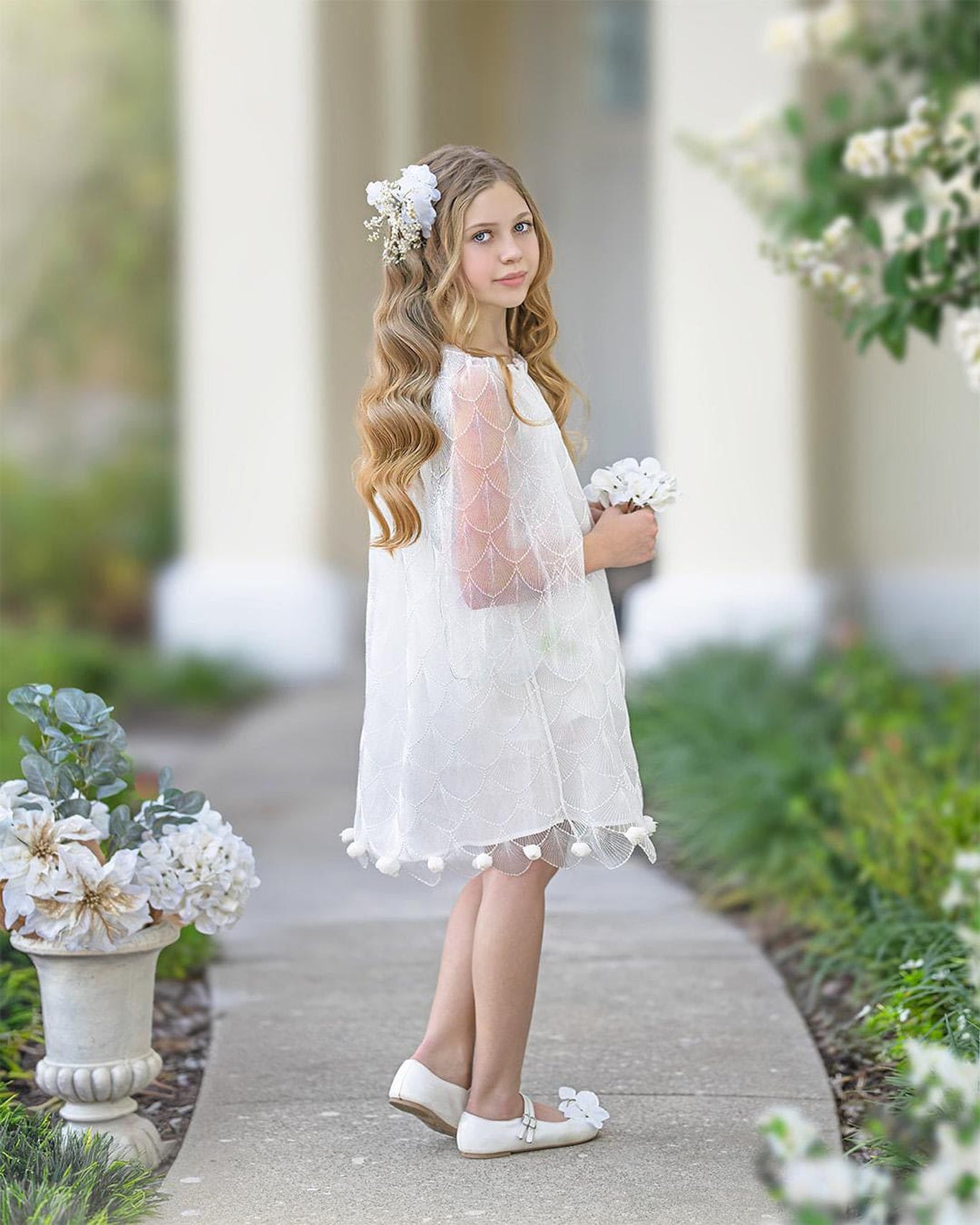 Girl | Faith Scallop Dress | White